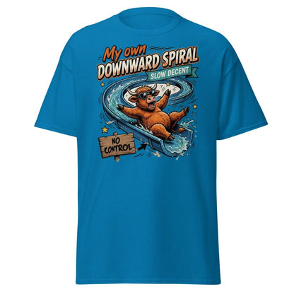 My Own Downward Spiral T-Shirt | Funny Cow Water Slide Tee - Sapphire - TeeRipple