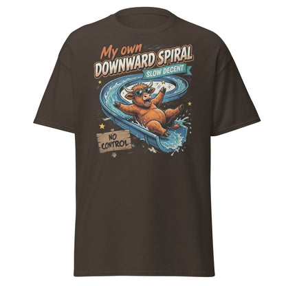My Own Downward Spiral T-Shirt | Funny Cow Water Slide Tee - Dark Chocolate - TeeRipple