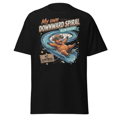 My Own Downward Spiral T-Shirt | Funny Cow Water Slide Tee - Black - TeeRipple