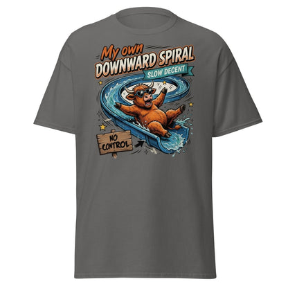 My Own Downward Spiral T-Shirt | Funny Cow Water Slide Tee - Charcoal - TeeRipple