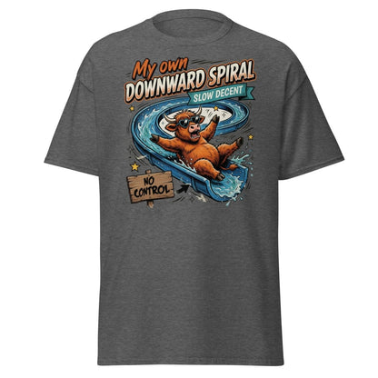 My Own Downward Spiral T-Shirt | Funny Cow Water Slide Tee - Dark Heather - TeeRipple