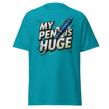 My Pen Is Huge Funny T-Shirt – Adult Humor Pen Pun Tee - Tropical Blue - TeeRipple
