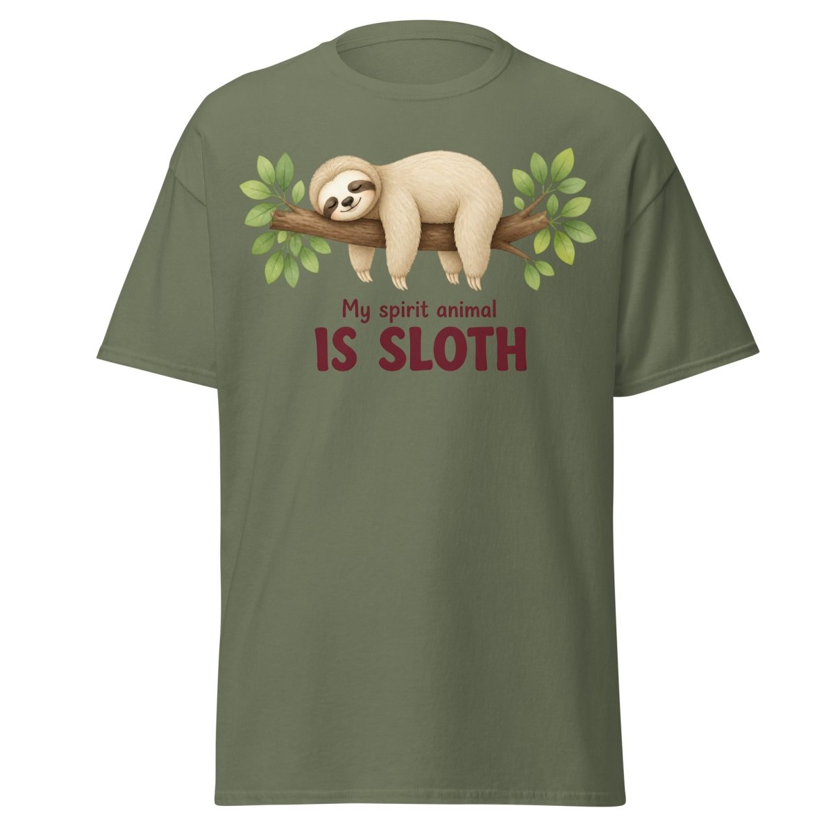 My Spirit Animal Is Sloth Funny Tee - Military Green - TeeRipple