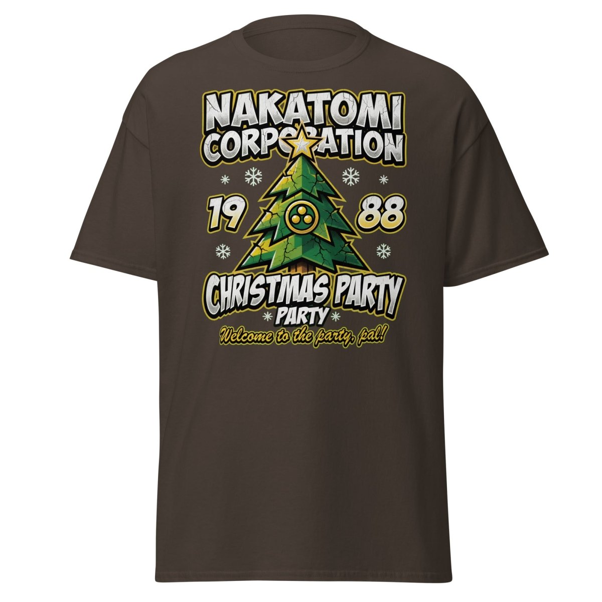Nakatomi Corporation 1988 Christmas Party Die Hard T-Shirt - Dark Chocolate - TeeRipple