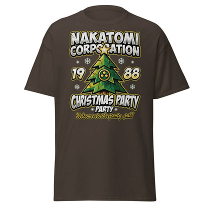 Nakatomi Corporation 1988 Christmas Party Die Hard T-Shirt - Dark Chocolate - TeeRipple