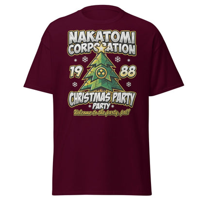 Nakatomi Corporation 1988 Christmas Party Die Hard T-Shirt - Maroon - TeeRipple