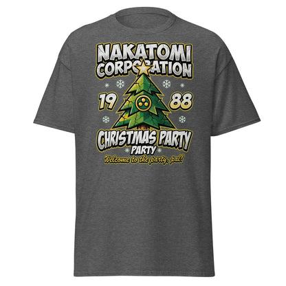 Nakatomi Corporation 1988 Christmas Party Die Hard T-Shirt - Dark Heather - TeeRipple