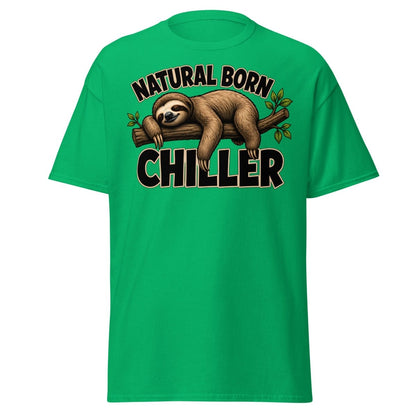 Natural Born Chiller Funny Sloth Tee - Irish Green - TeeRipple