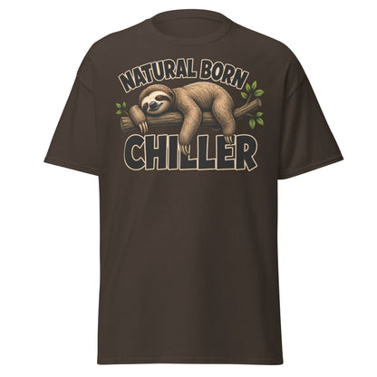 Natural Born Chiller Funny Sloth Tee - Dark Chocolate - TeeRipple