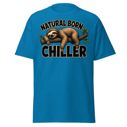 Natural Born Chiller Funny Sloth Tee - Sapphire - TeeRipple