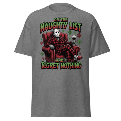 Naughty List Jason Voorhees T-Shirt - Funny Christmas Tee - Graphite Heather - TeeRipple