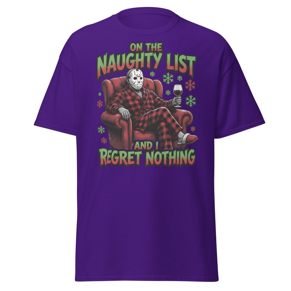 Naughty List Jason Voorhees T-Shirt - Funny Christmas Tee - Purple - TeeRipple