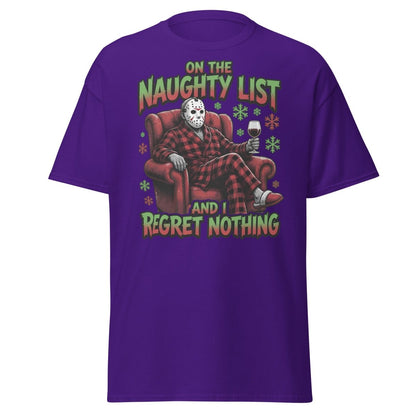 Naughty List Jason Voorhees T-Shirt - Funny Christmas Tee - Purple - TeeRipple