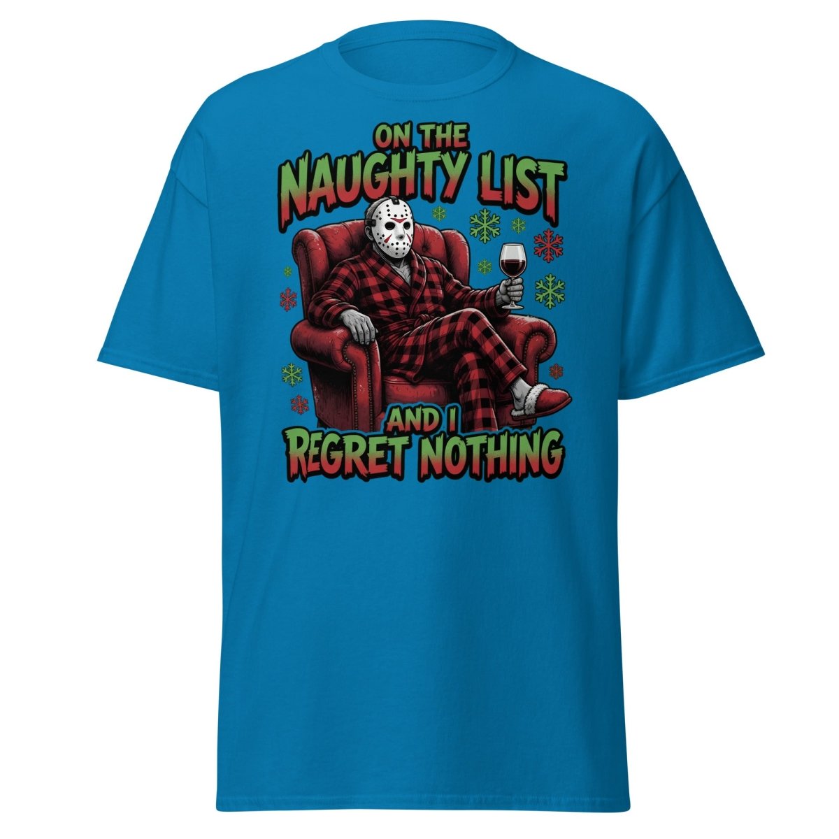 Naughty List Jason Voorhees T-Shirt - Funny Christmas Tee - Sapphire - TeeRipple