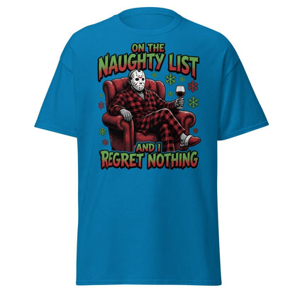 Naughty List Jason Voorhees T-Shirt - Funny Christmas Tee - Sapphire - TeeRipple