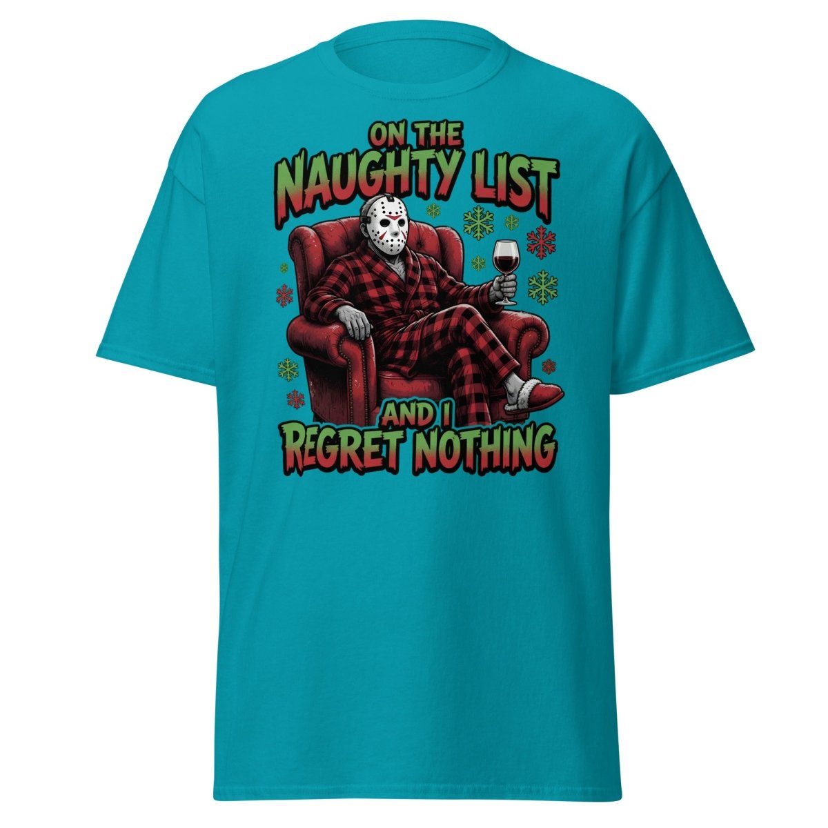 Naughty List Jason Voorhees T-Shirt - Funny Christmas Tee - Tropical Blue - TeeRipple