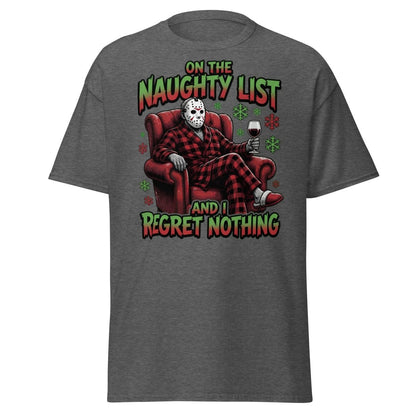 Naughty List Jason Voorhees T-Shirt - Funny Christmas Tee - Dark Heather - TeeRipple