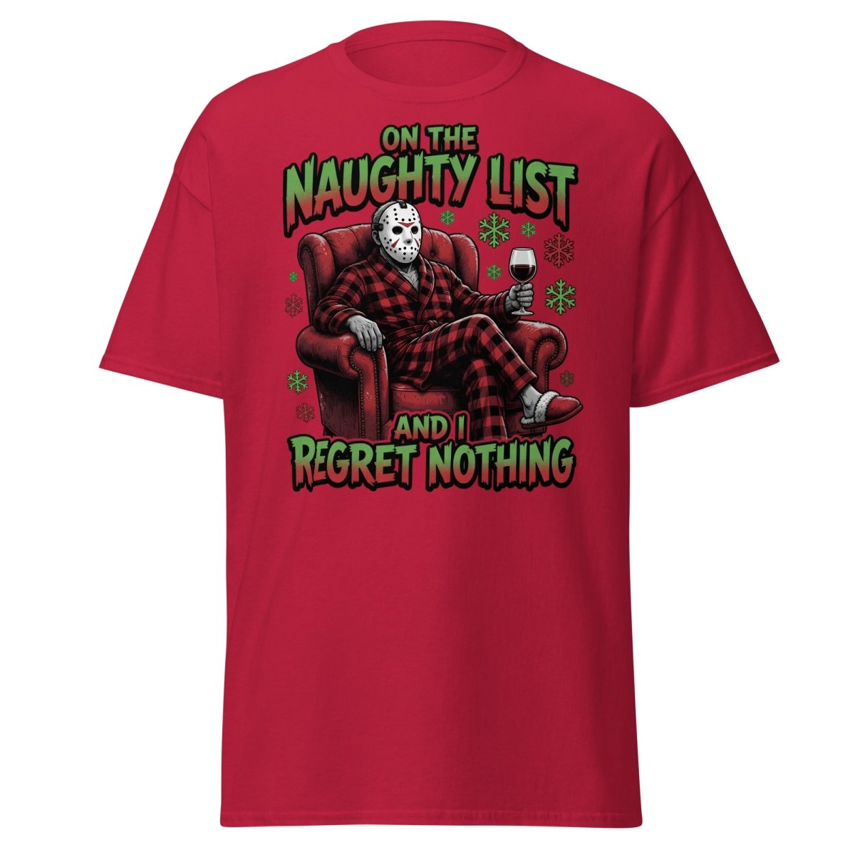 Naughty List Jason Voorhees T-Shirt - Funny Christmas Tee - Cardinal - TeeRipple