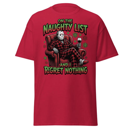 Naughty List Jason Voorhees T-Shirt - Funny Christmas Tee - Cardinal - TeeRipple
