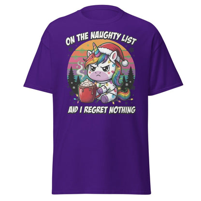 Naughty List Unicorn Christmas T-Shirt - Purple - TeeRipple