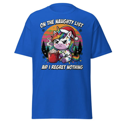 Naughty List Unicorn Christmas T-Shirt - Royal - TeeRipple