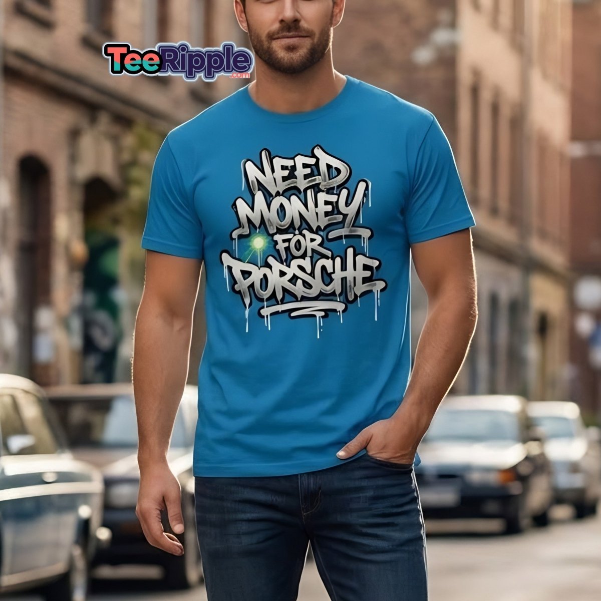 Need Money For Porsche Graffiti T-Shirt | Car Lover Tee - Maroon - TeeRipple