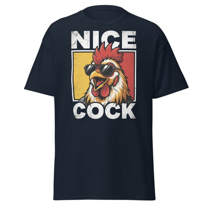 Nice Cock Funny Rooster T-Shirt – Adult Humor Tee - Navy - TeeRipple