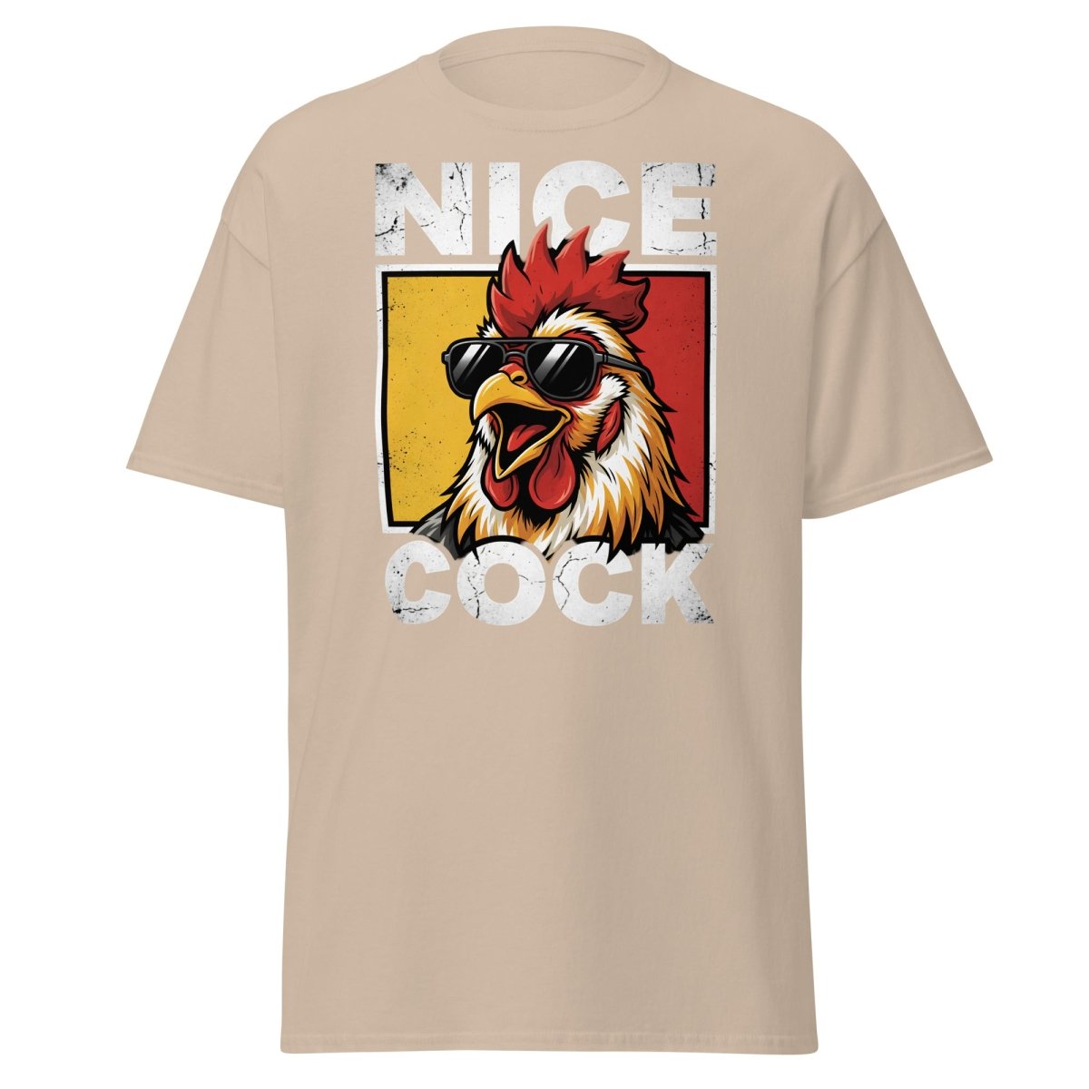 Nice Cock Funny Rooster T-Shirt – Adult Humor Tee - Sand - TeeRipple
