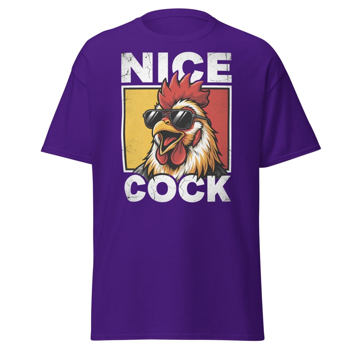 Nice Cock Funny Rooster T-Shirt – Adult Humor Tee - Purple - TeeRipple