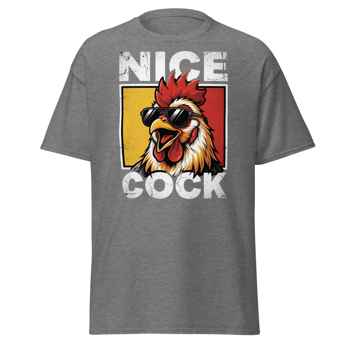 Nice Cock Funny Rooster T-Shirt – Adult Humor Tee - Graphite Heather - TeeRipple