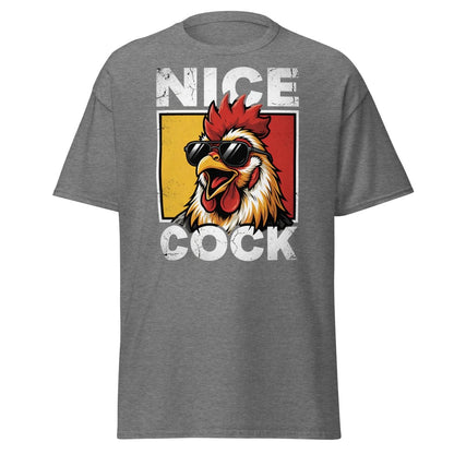 Nice Cock Funny Rooster T-Shirt – Adult Humor Tee - Graphite Heather - TeeRipple