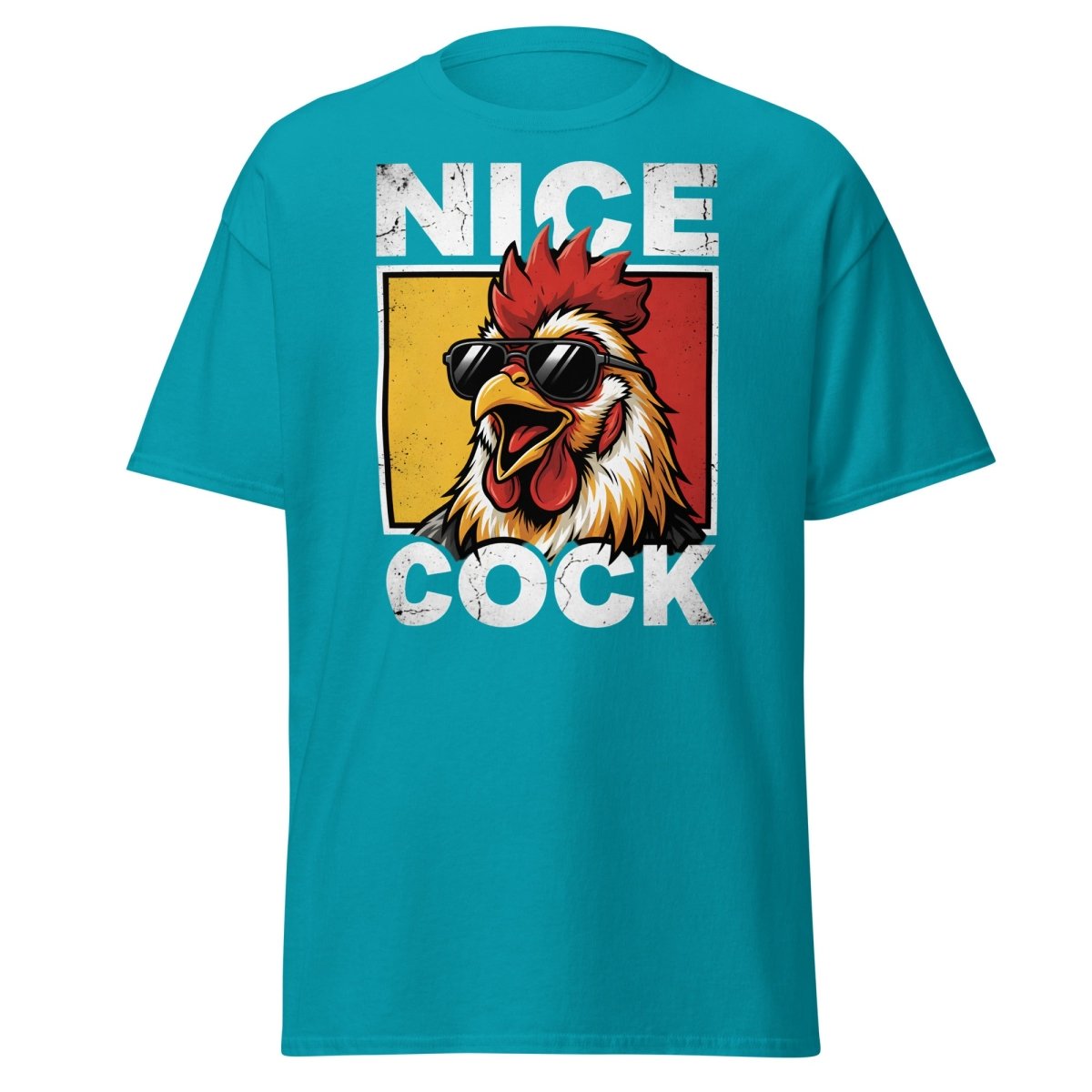 Nice Cock Funny Rooster T-Shirt – Adult Humor Tee - Tropical Blue - TeeRipple