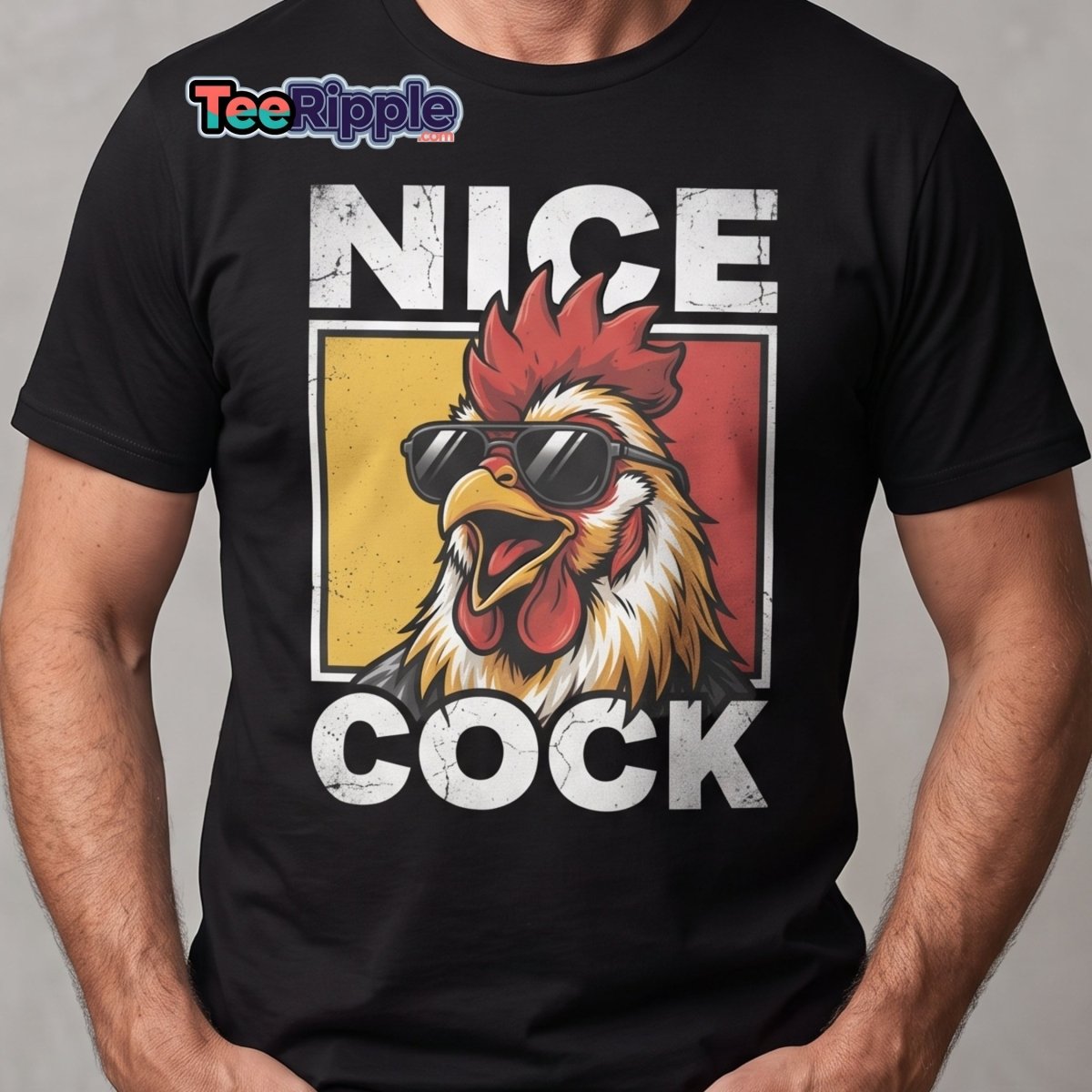 Nice Cock Funny Rooster T-Shirt – Adult Humor Tee - Maroon - TeeRipple