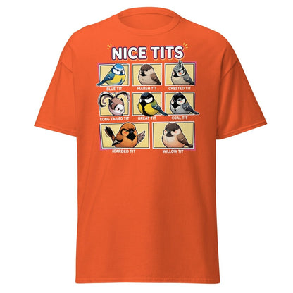 Nice Tits Funny Bird Pun T-Shirt - Orange - TeeRipple
