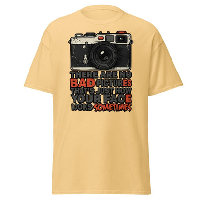 No Bad Pictures Funny Camera T-Shirt | Savage Humor Tee - Yellow Haze - TeeRipple