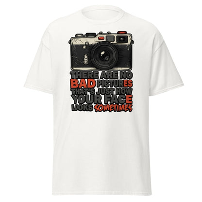 No Bad Pictures Funny Camera T-Shirt | Savage Humor Tee - White - TeeRipple