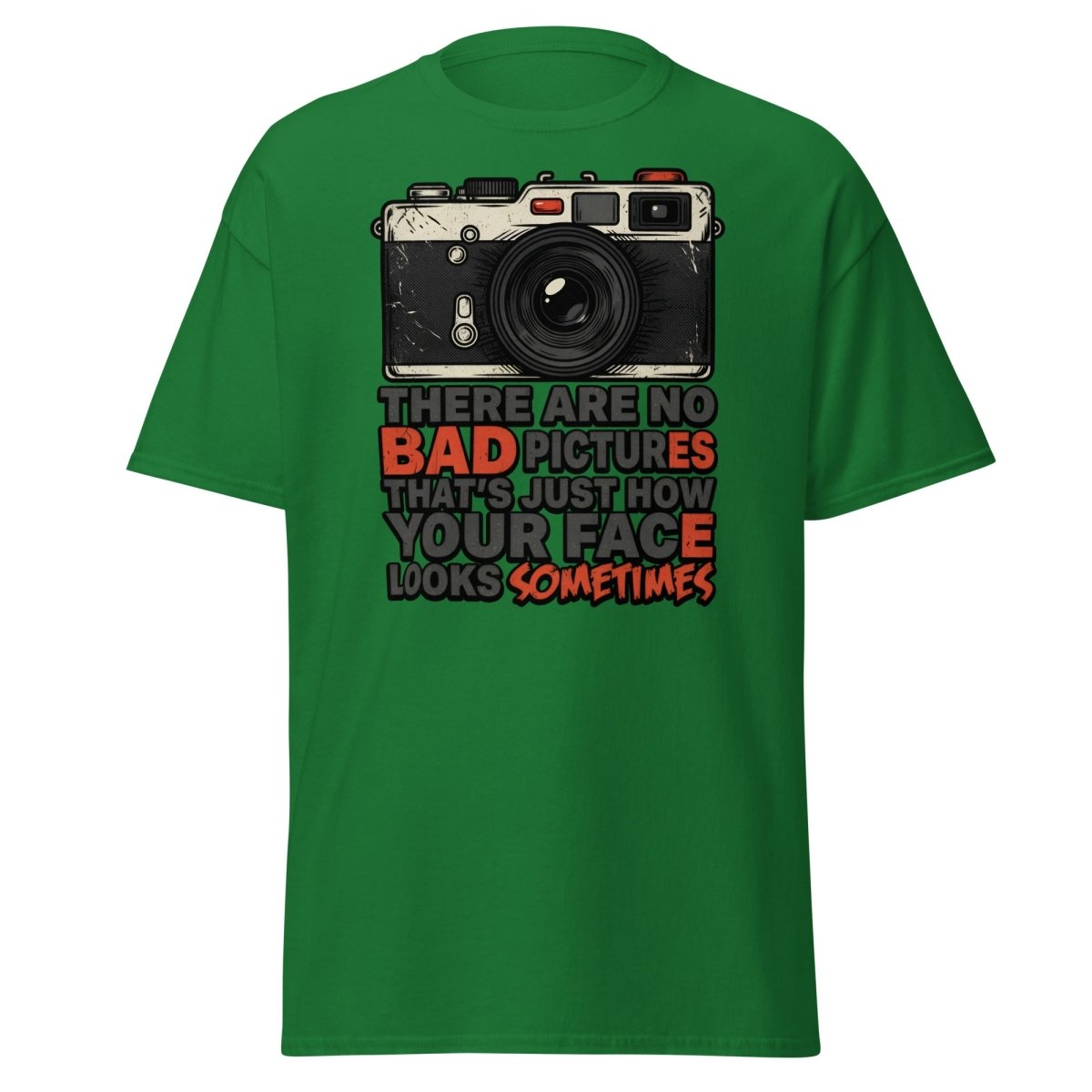No Bad Pictures Funny Camera T-Shirt | Savage Humor Tee - Turf Green - TeeRipple