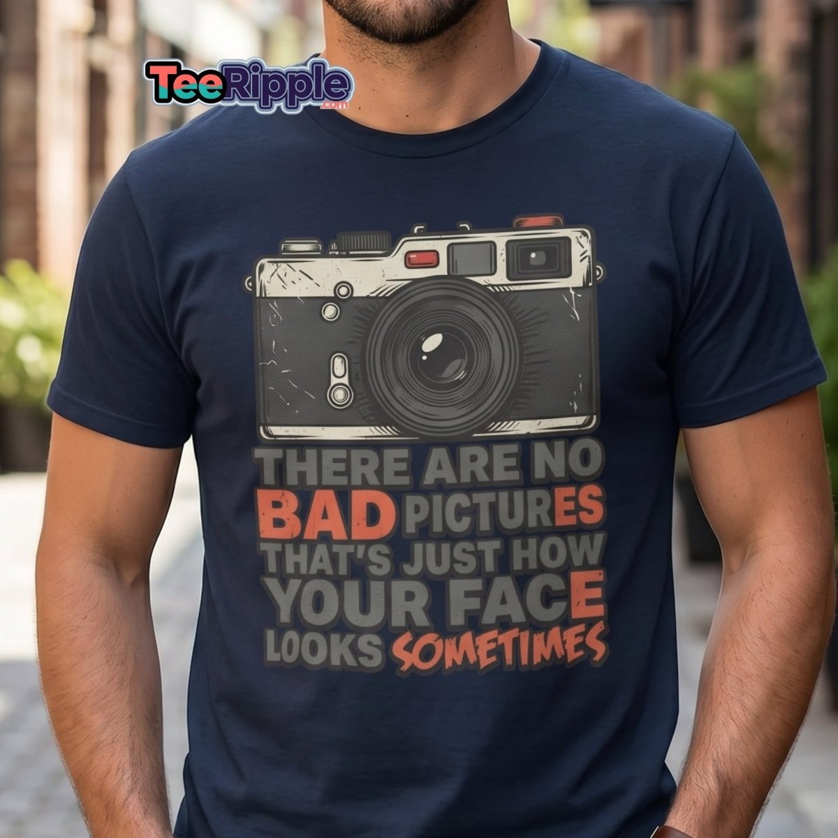 No Bad Pictures Funny Camera T-Shirt | Savage Humor Tee - Maroon - TeeRipple