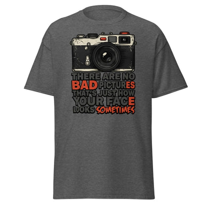 No Bad Pictures Funny Camera T-Shirt | Savage Humor Tee - Dark Heather - TeeRipple