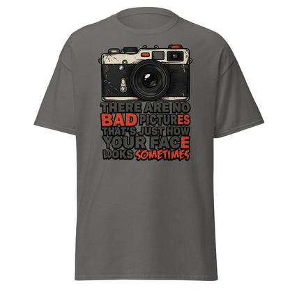 No Bad Pictures Funny Camera T-Shirt | Savage Humor Tee - Charcoal - TeeRipple