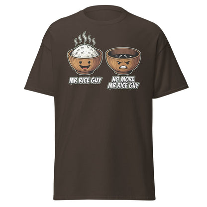 No More Mr Rice Guy Funny T-Shirt | Rice Bowl Pun Tee - Dark Chocolate - TeeRipple
