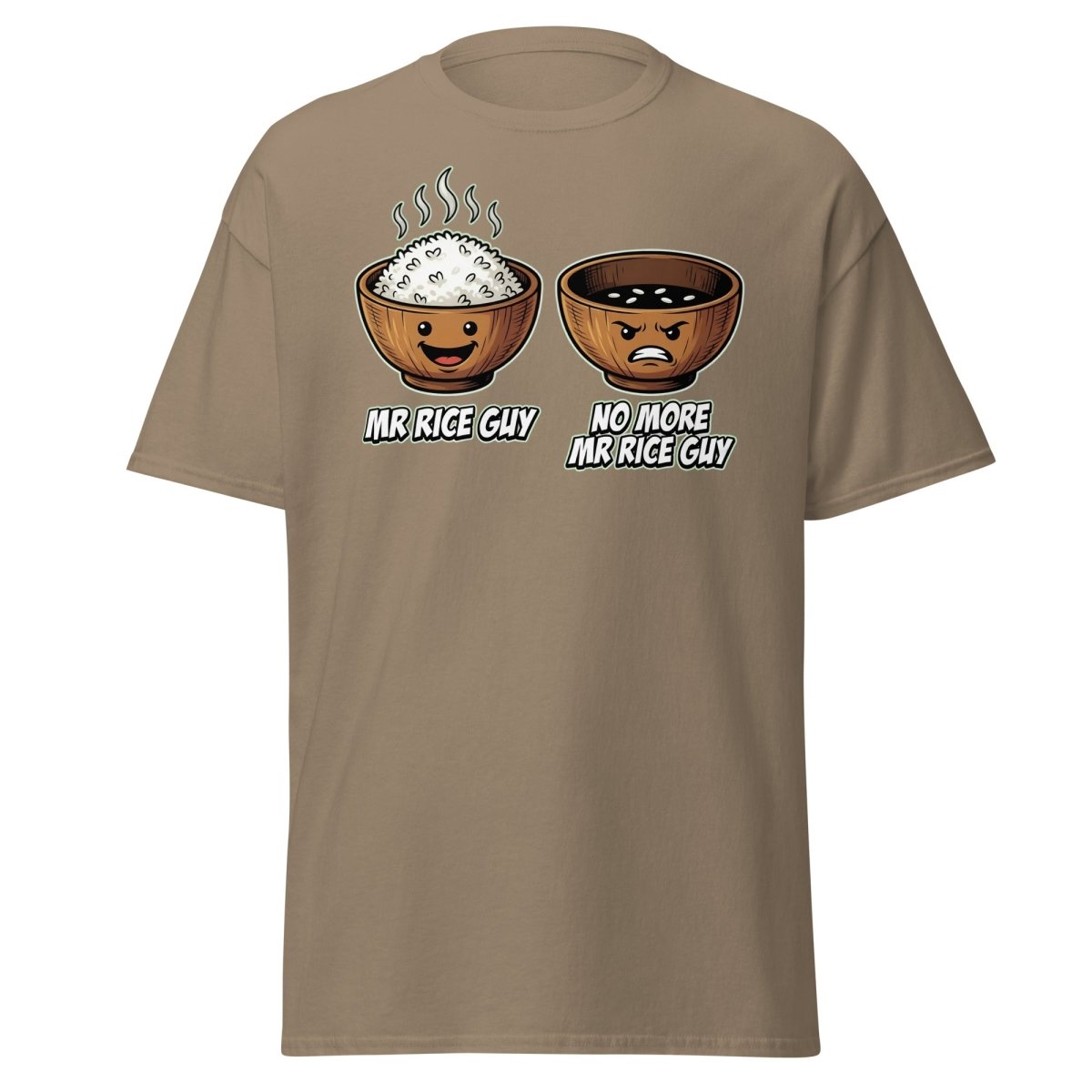 No More Mr Rice Guy Funny T-Shirt | Rice Bowl Pun Tee - Brown Savana - TeeRipple