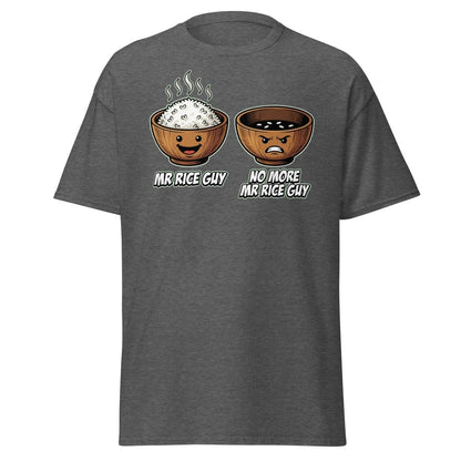 No More Mr Rice Guy Funny T-Shirt | Rice Bowl Pun Tee - Dark Heather - TeeRipple