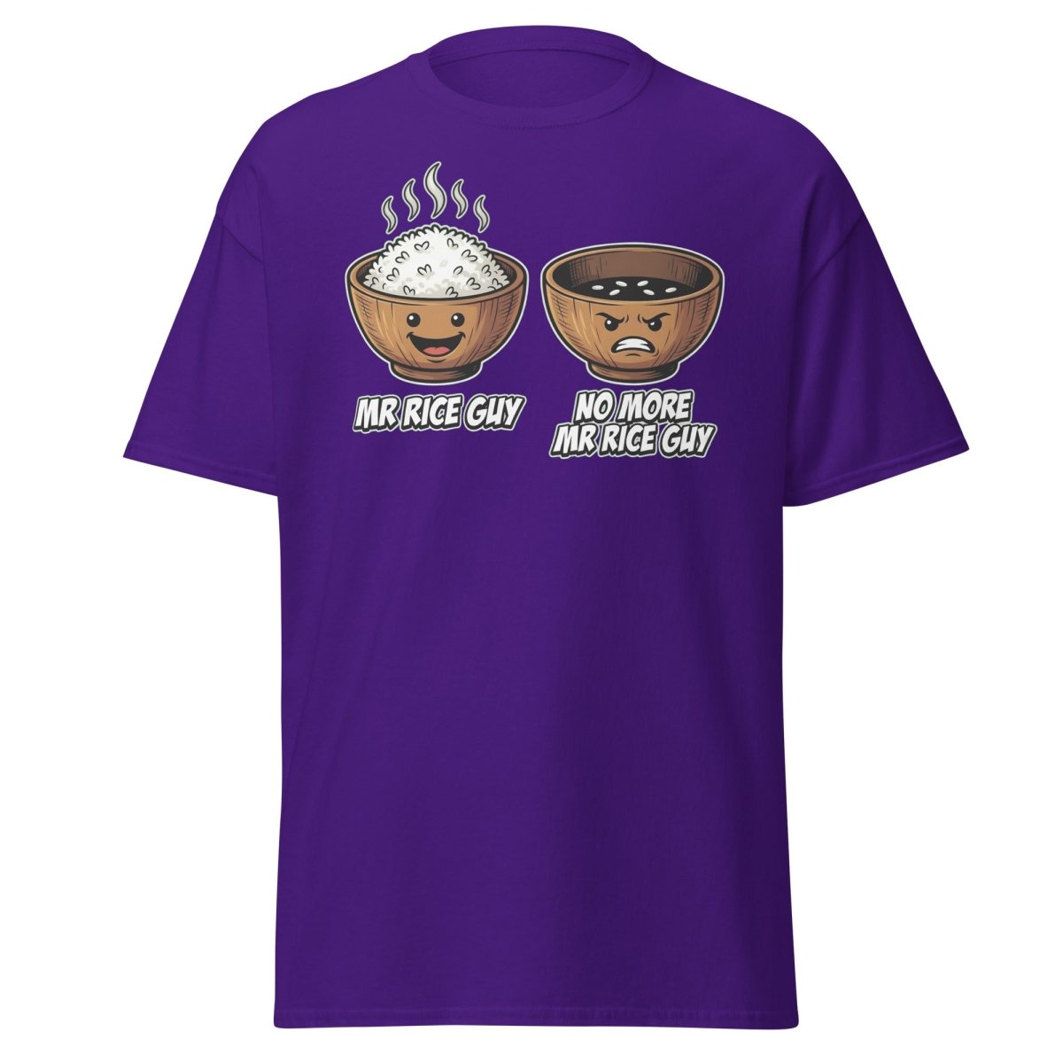 No More Mr Rice Guy Funny T-Shirt | Rice Bowl Pun Tee - Purple - TeeRipple