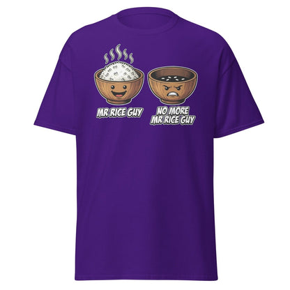 No More Mr Rice Guy Funny T-Shirt | Rice Bowl Pun Tee - Purple - TeeRipple