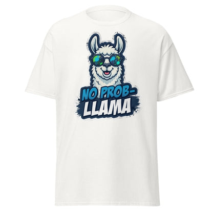 No Prob-Llama T-Shirt | Funny Llama Pun Tee - White - TeeRipple