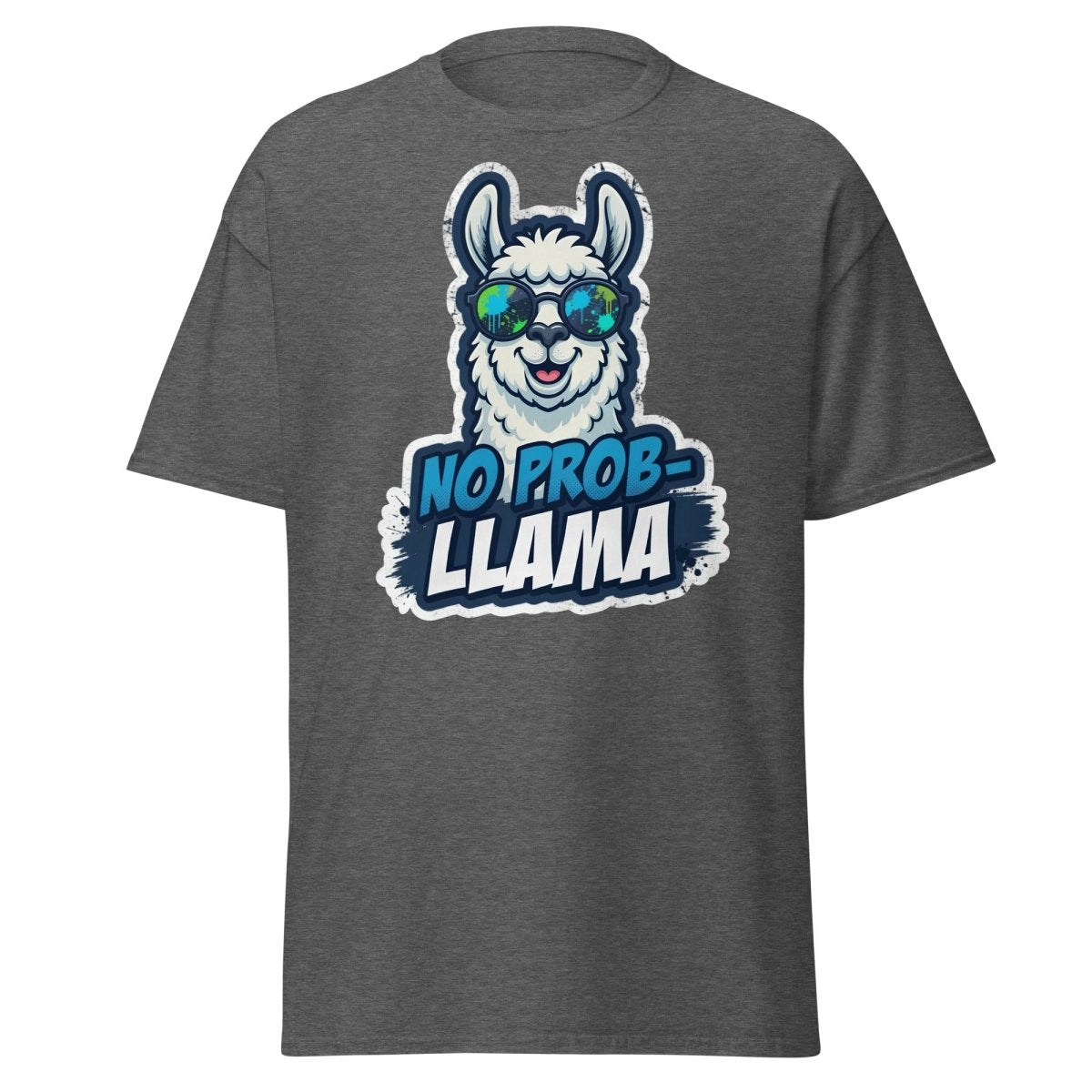 No Prob-Llama T-Shirt | Funny Llama Pun Tee - Dark Heather - TeeRipple