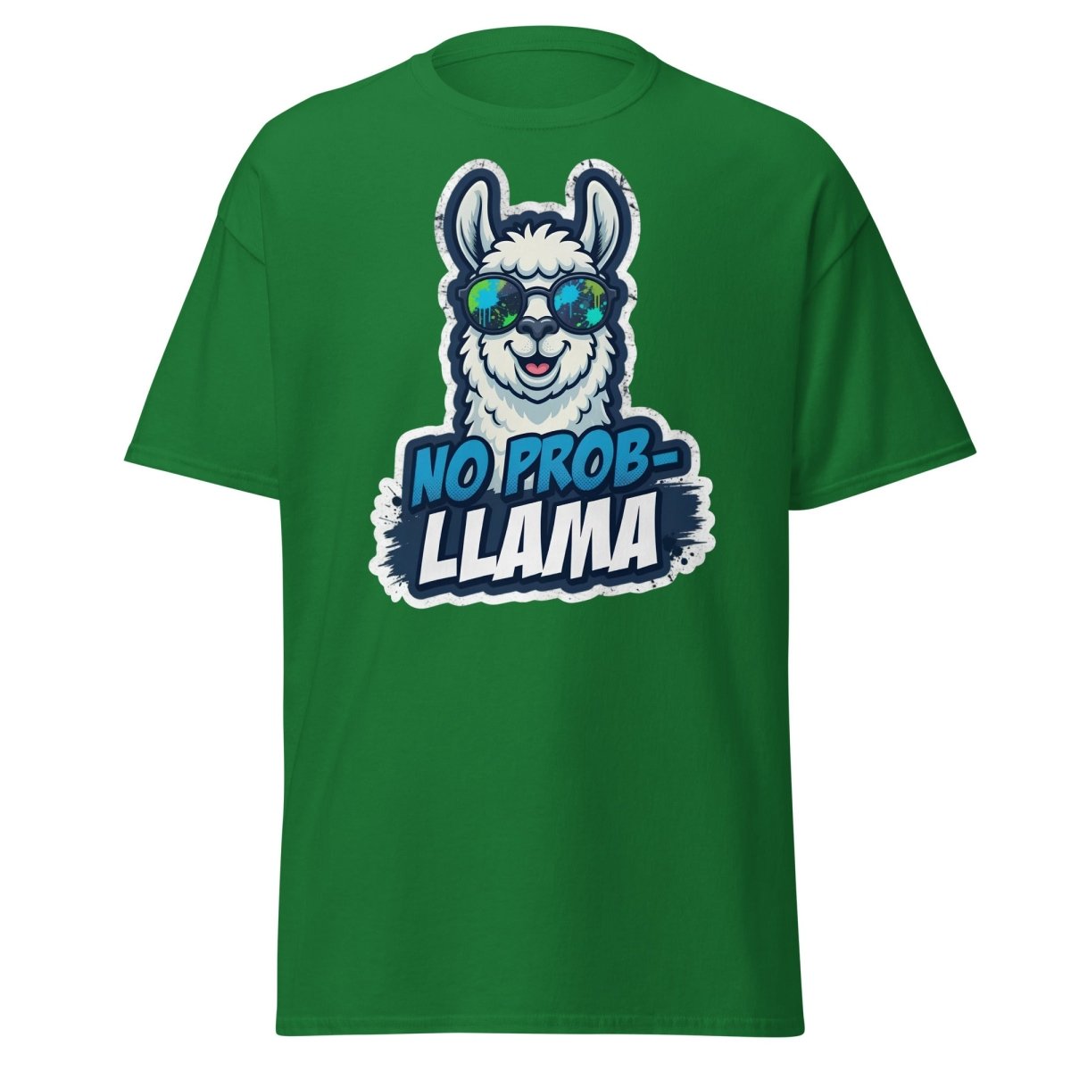 No Prob-Llama T-Shirt | Funny Llama Pun Tee - Turf Green - TeeRipple