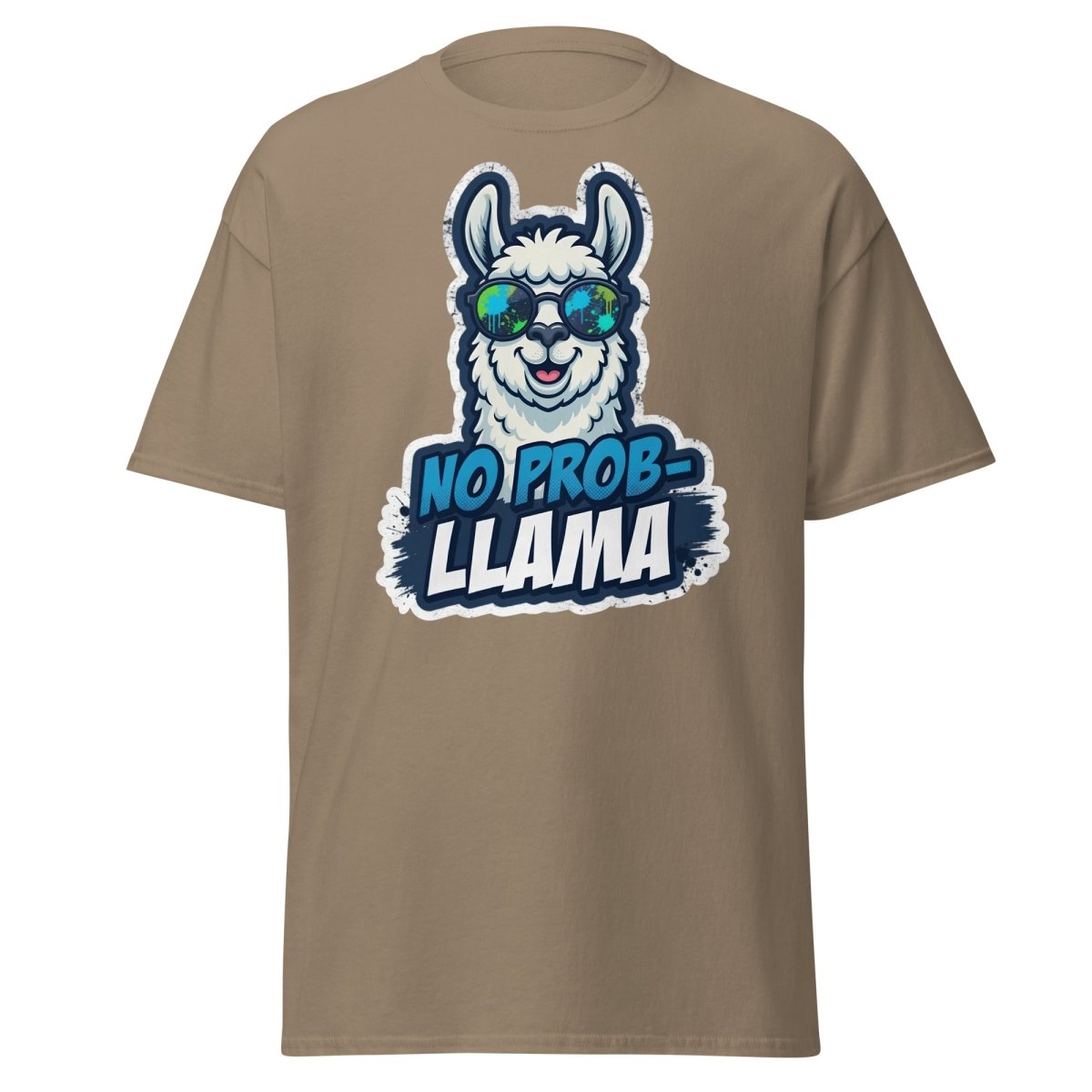 No Prob-Llama T-Shirt | Funny Llama Pun Tee - Brown Savana - TeeRipple