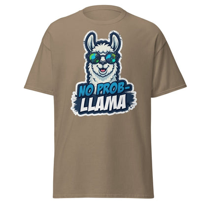 No Prob-Llama T-Shirt | Funny Llama Pun Tee - Brown Savana - TeeRipple